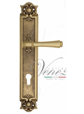 Ручка дверная на планке под цилиндр Venezia Callisto CYL PL97 французское золото + коричневый