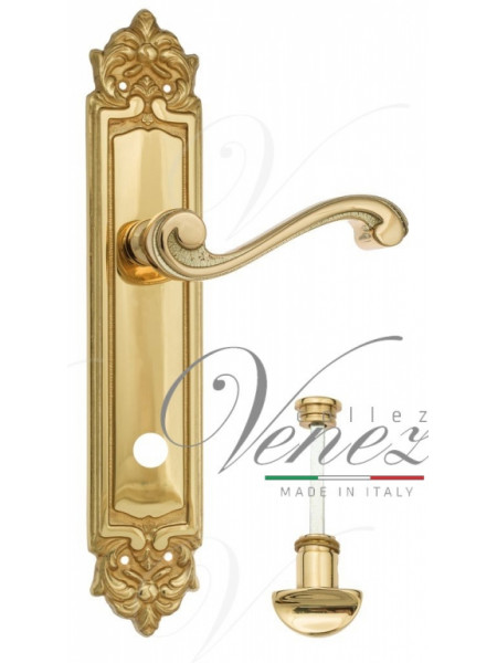 Ручка дверная на планке с фиксатором Venezia Vivaldi WC-2 PL96 полированная латунь