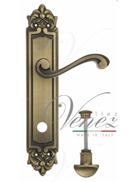Ручка дверная на планке с фиксатором Venezia Vivaldi WC-2 PL96 матовая бронза