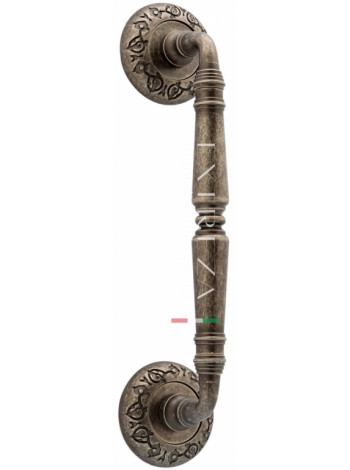 Ручка дверная скоба Extreza CLASSIC PETRA 250мм (205мм) R04 серебро античная F45