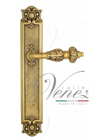 Ручка дверная на планке проходная Venezia Lucrecia PL97 французское золото + коричневый
