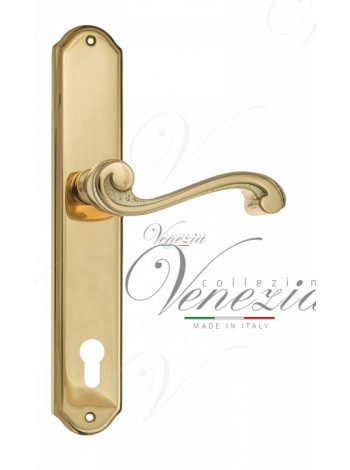 Ручка дверная на планке под цилиндр Venezia Vivaldi CYL PL02 полированная латунь
