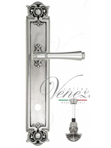 Ручка дверная на планке с фиксатором Venezia Callisto WC-4 PL97 натуральное серебро + черный