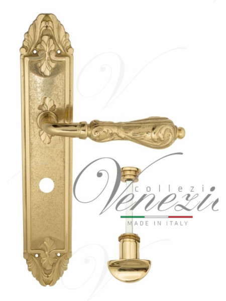 Ручка дверная на планке с фиксатором Venezia Monte Cristo WC-2 PL90 полированная латунь