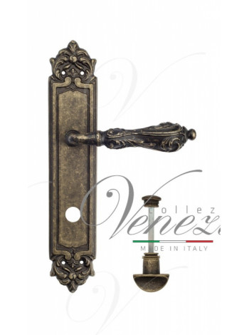 Ручка дверная на планке с фиксатором Venezia Monte Cristo WC-2 PL96 античная бронза