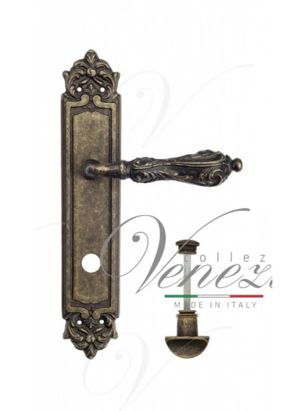 Ручка дверная на планке с фиксатором Venezia Monte Cristo WC-2 PL96 античная бронза