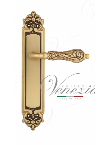 Ручка дверная на планке проходная Venezia Monte Cristo PL96 французское золото + коричневый