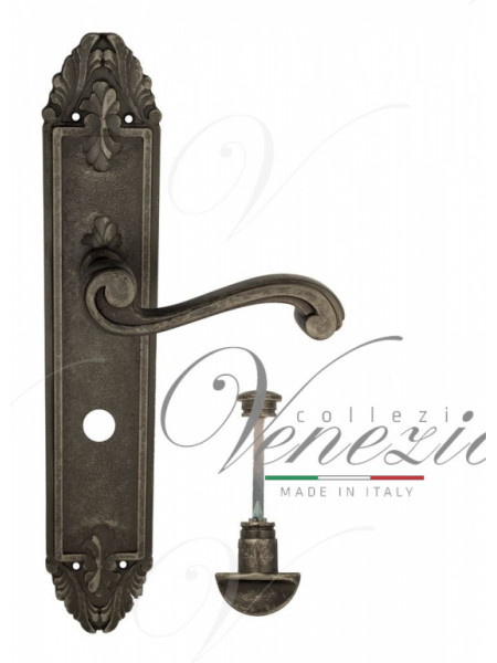 Ручка дверная на планке с фиксатором Venezia Vivaldi WC-2 PL90 античное серебро