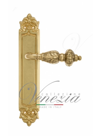 Ручка дверная на планке проходная Venezia Lucrecia PL96 полированная латунь