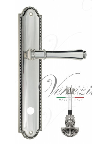 Ручка дверная на планке с фиксатором Venezia Callisto WC-4 PL98 натуральное серебро + черный