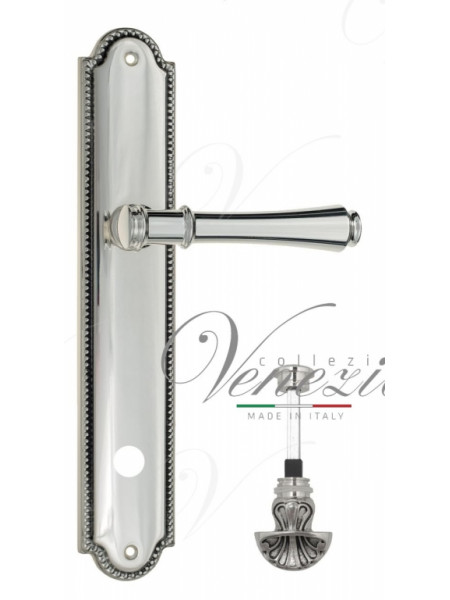 Ручка дверная на планке с фиксатором Venezia Callisto WC-4 PL98 натуральное серебро + черный