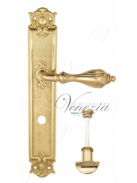 Ручка дверная на планке с фиксатором Venezia Anafesto WC-2 PL97 полированная латунь