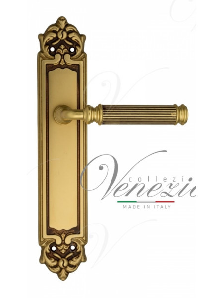 Ручка дверная на планке проходная Venezia Mosca PL96 французское золото + коричневый