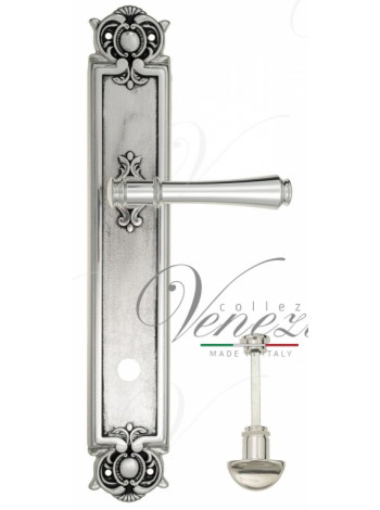 Ручка дверная на планке с фиксатором Venezia Callisto WC-2 PL97 натуральное серебро + черный