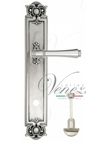 Ручка дверная на планке с фиксатором Venezia Callisto WC-2 PL97 натуральное серебро + черный