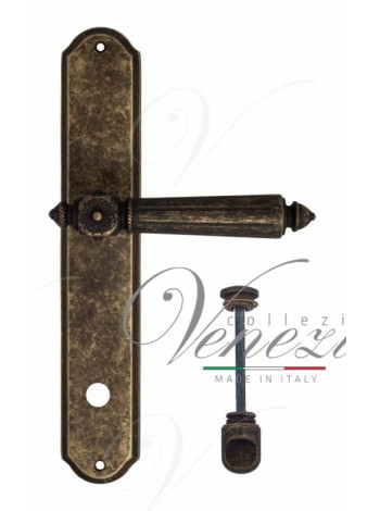 Ручка дверная на планке с фиксатором Venezia Castello WC-1 PL02 античная бронза