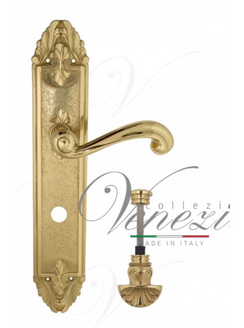 Ручка дверная на планке с фиксатором Venezia Carnevale WC-4 PL90 полированная латунь