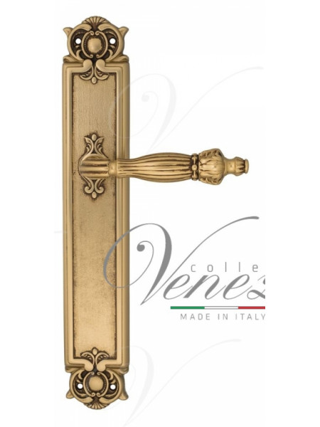 Ручка дверная на планке проходная Venezia Olimpo PL97 французское золото + коричневый