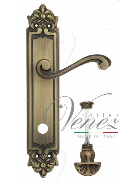 Ручка дверная на планке с фиксатором Venezia Vivaldi WC-4 PL96 матовая бронза