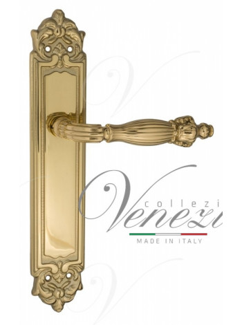 Ручка дверная на планке проходная Venezia Olimpo PL96 полированная латунь