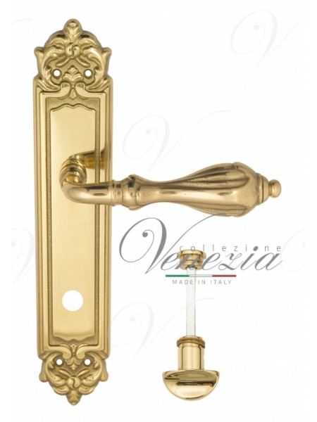Ручка дверная на планке с фиксатором Venezia Anafesto WC-2 PL96 полированная латунь