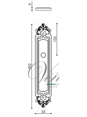 Ручка дверная на планке с фиксатором Venezia Castello WC-2 PL96 античное серебро