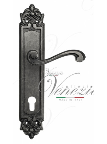 Ручка дверная на планке под цилиндр Venezia Vivaldi CYL PL96 античное серебро