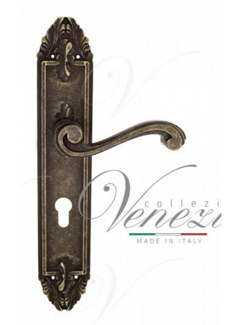 Ручка дверная на планке под цилиндр Venezia Vivaldi CYL PL90 античная бронза