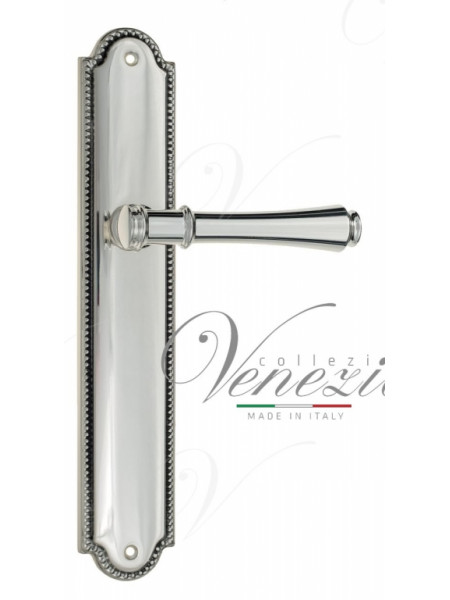 Ручка дверная на планке проходная Venezia Callisto PL98 натуральное серебро + черный