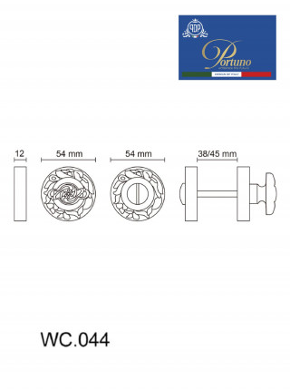Ручка поворотная Portuno WC.044 PVD Полированное золото WC.044.06 (WC фиксатор)