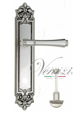 Ручка дверная на планке с фиксатором Venezia Callisto WC-2 PL96 натуральное серебро + черный