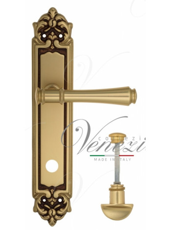 Ручка дверная на планке с фиксатором Venezia Callisto WC-2 PL96 французское золото + коричневый