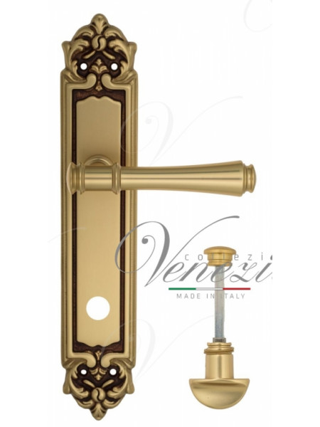 Ручка дверная на планке с фиксатором Venezia Callisto WC-2 PL96 французское золото + коричневый