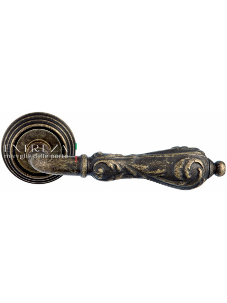 Ручка дверная на круглой розетке Extreza GRETA (Грета) 302  R05 Бронза античная F23