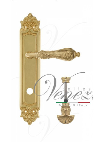 Ручка дверная на планке с фиксатором Venezia Monte Cristo WC-4 PL96 полированная латунь