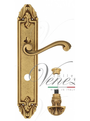 Ручка дверная на планке с фиксатором Venezia Vivaldi WC-4 PL90 французское золото + коричневый