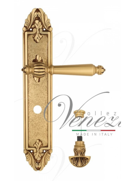 Ручка дверная на планке с фиксатором Venezia Pellestrina WC-4 PL90 французское золото + коричневый
