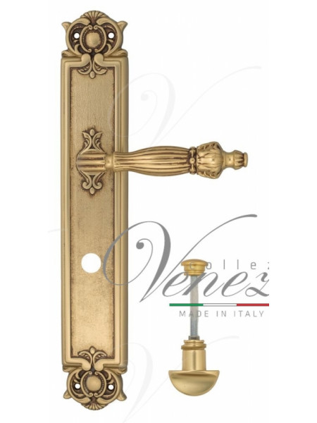 Ручка дверная на планке с фиксатором Venezia Olimpo WC-2 PL97 французское золото + коричневый