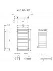 Полотенцесушитель электрический Terma Vivo 910x500 белый глянец, RAL 9016