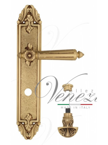 Ручка дверная на планке с фиксатором Venezia Castello WC-4 PL90 французское золото + коричневый