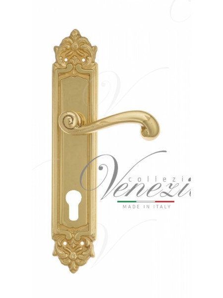 Ручка дверная на планке под цилиндр Venezia Carnevale CYL PL96 полированная латунь