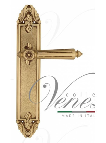 Ручка дверная на планке проходная Venezia Castello PL90 французское золото + коричневый