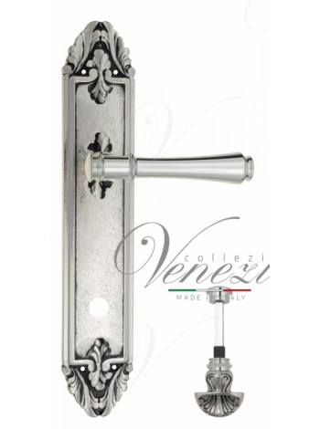 Ручка дверная на планке с фиксатором Venezia Callisto WC-4 PL90 натуральное серебро + черный