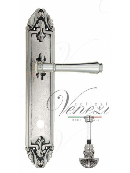 Ручка дверная на планке с фиксатором Venezia Callisto WC-4 PL90 натуральное серебро + черный