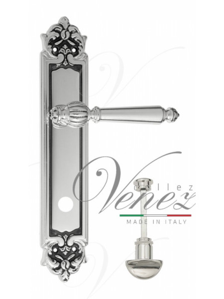 Ручка дверная на планке с фиксатором Venezia Pellestrina WC-2 PL96 натуральное серебро + черный