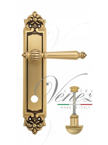Ручка дверная на планке с фиксатором Venezia Pellestrina WC-2 PL96 французское золото + коричневый