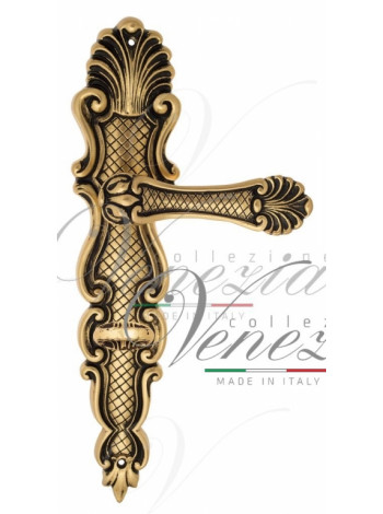 Ручка дверная на планке с фиксатором Venezia Fenice WC-4 PL92 французское золото + коричневый