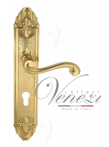 Ручка дверная на планке под цилиндр Venezia Vivaldi CYL PL90 полированная латунь