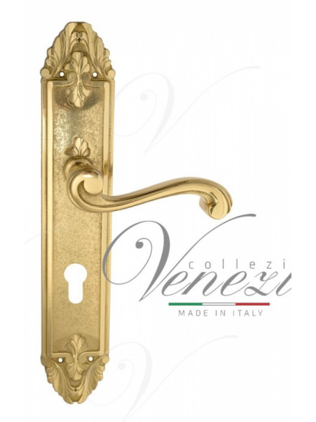 Ручка дверная на планке под цилиндр Venezia Vivaldi CYL PL90 полированная латунь