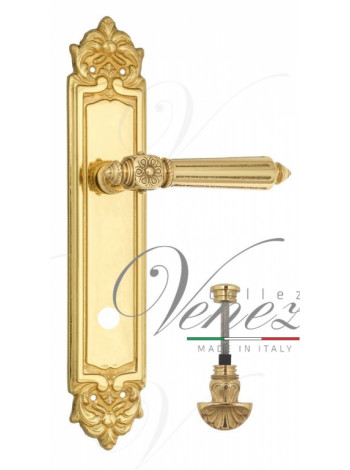 Ручка дверная на планке с фиксатором Venezia Castello WC-4 PL96 полированная латунь